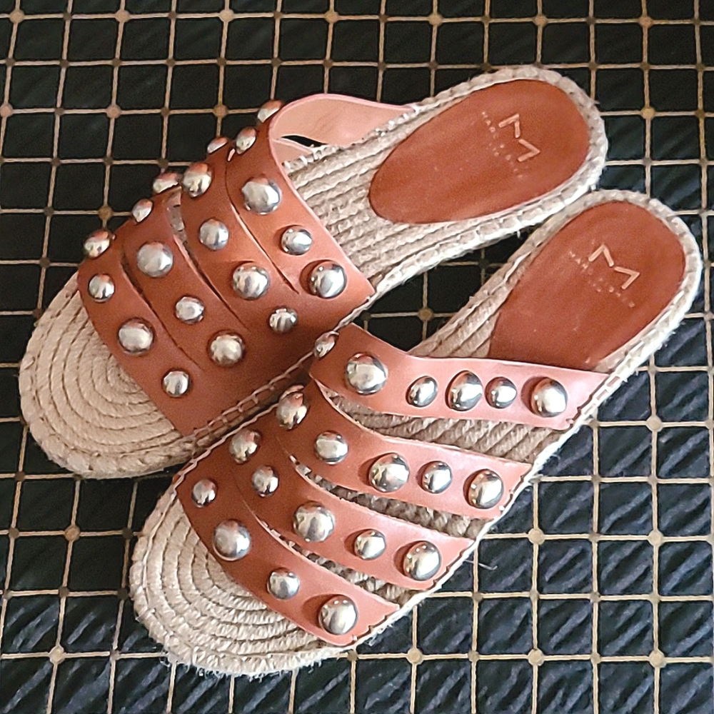 Marc Fisher Studded Leather Espadrille Sandals! CLEAN!!